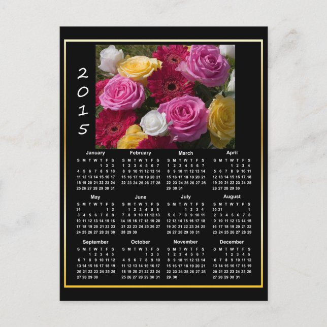 Farbige Rose und Blume 2015 Postkarte (Vorderseite)