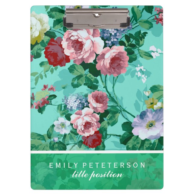 Farbige Rose und Blume Klemmbrett (Vorderseite)