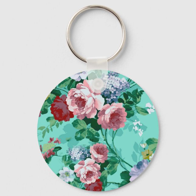 Farbige Rose und Blume Schlüsselanhänger (Vorderseite)