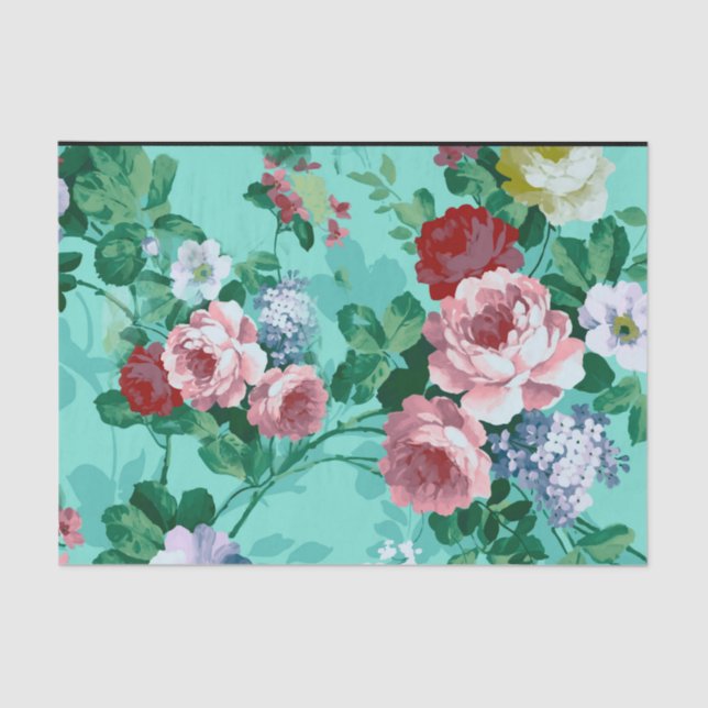 Farbige Rose und Blume Seidenpapier (Vorderseite)