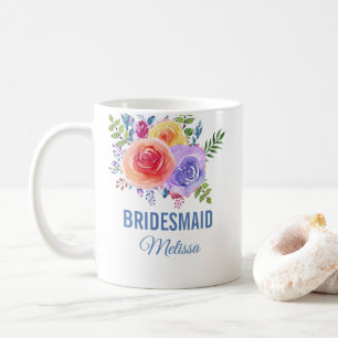 Farbige Rose Wasserfarben Blumenzwiebeln Kaffeetasse