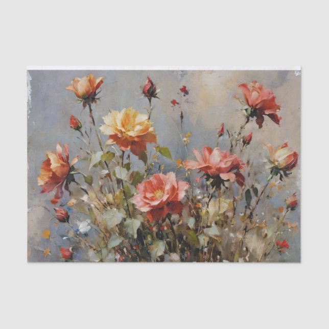 Farbige Rose Wasserfarben-Decoupage Seidenpapier (Vorderseite)
