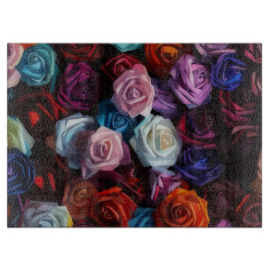 Farbige Rosen Art Glas Schneidbrett Schneidebrett