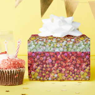 Farbige Rosen und Chrysanthemen Blumenverlauf Geschenkpapier