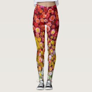 Farbige Rosen und Chrysanthemen Blumenverlauf Leggings