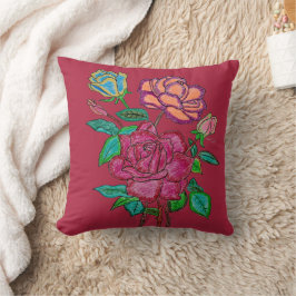 Farbige Rosen Wurfkissen Kissen