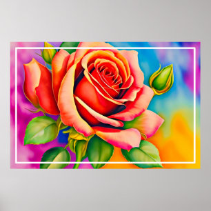Farbige Rosenblume Digitale Malerei-47566 Poster