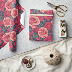 Farbige Rosenblume Retro-Geschenkpapier Geschenkpapier