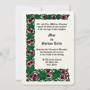 Farbige Rosenblumen Reben Rahmen Hochzeit Einladung