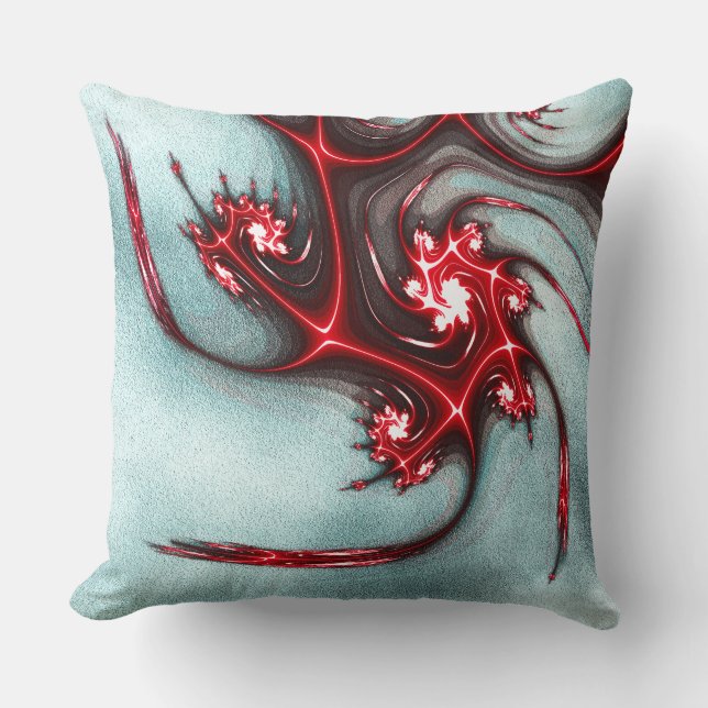 Farbige Rot-Fraktal-Eidechse über rauer Textur Kissen (Vorderseite)