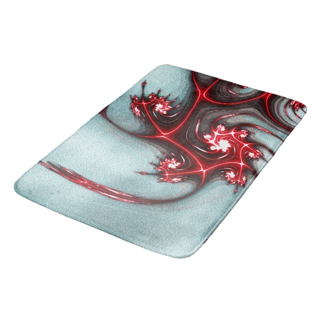 Farbige Rot-Fraktal-Eidechse über weiche, raue Tex Badematte (Schrägansicht)