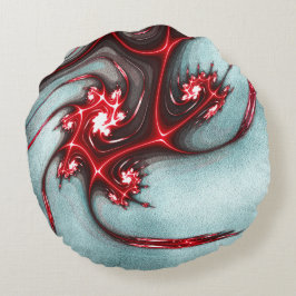 Farbige Rot-Fraktal-Eidechse über weiche, raue Tex Rundes Kissen