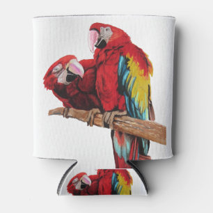 Farbige rote Ara-Wasserfarbenmalerei-Design Dosenkühler