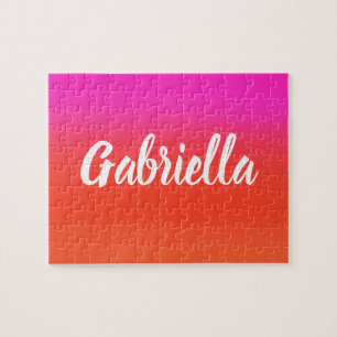 Farbige rote Farbe Rosa Monogramm Name Puzzle