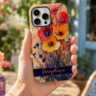 Farbige rote und gelbe Wildblume personalisiert iPhone 16 Pro Max Hülle