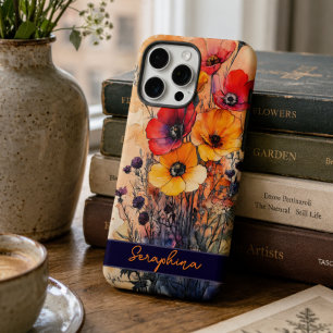 Farbige rote und gelbe Wildblume personalisiert iPhone 16 Pro Max Hülle