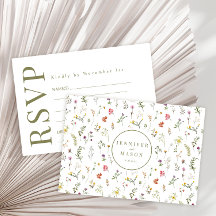 Farbige RSVP-Karten für Wildblumen auf Wiesen