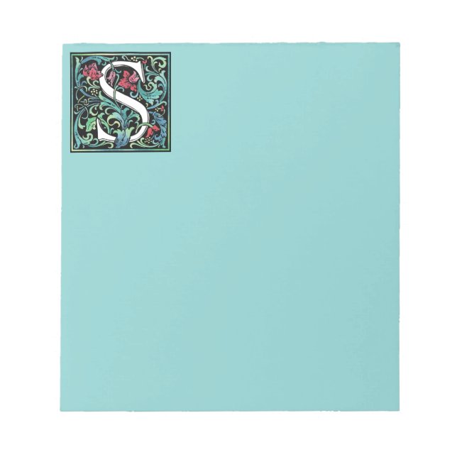 Farbige S-Monogramm 5,5" x 6" Notepad - 40 Seiten Notizblock (Vorderseite)