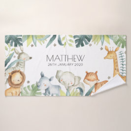 Farbige Safari-Tiere Handtuch für Kinder Badehandtuch