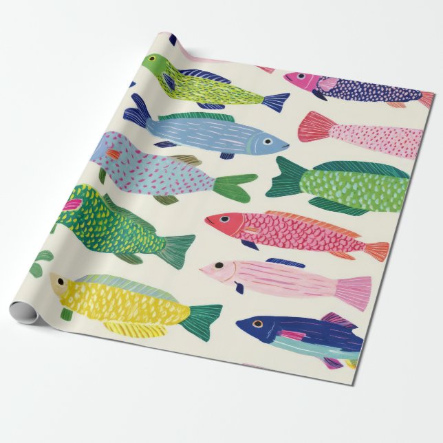 Farbige Sardinen Nahtloses Muster (1) Geschenkpapier (Ungerollt)