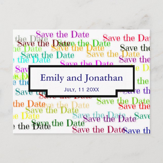 Farbige "Save the Date" mit Foto - Postkarte (Vorderseite)