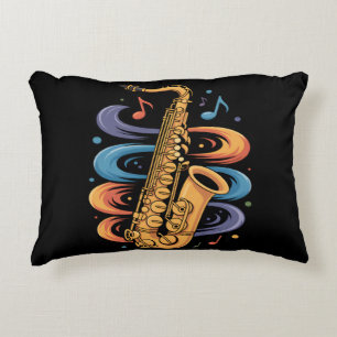 Farbige Saxophon-Musik-Flow-Jazz-Instrument Dekokissen