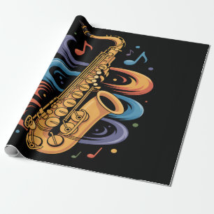 Farbige Saxophon-Musik-Flow-Jazz-Instrument Geschenkpapier