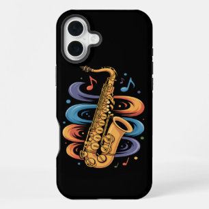 Farbige Saxophon-Musik-Flow-Jazz-Instrument iPhone 16 Plus Hülle