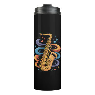 Farbige Saxophon-Musik-Flow-Jazz-Instrument Thermosbecher