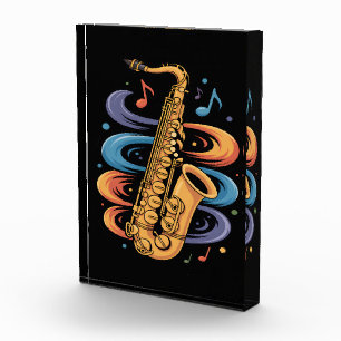 Farbige Saxophon-Musik-Fluss-Jazz-Instrument Fotoblock