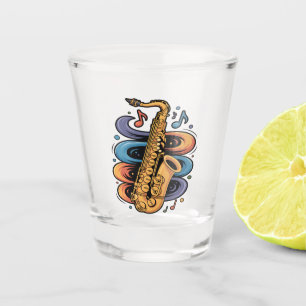 Farbige Saxophon-Musik-Fluss-Jazz-Instrument Schnapsglas