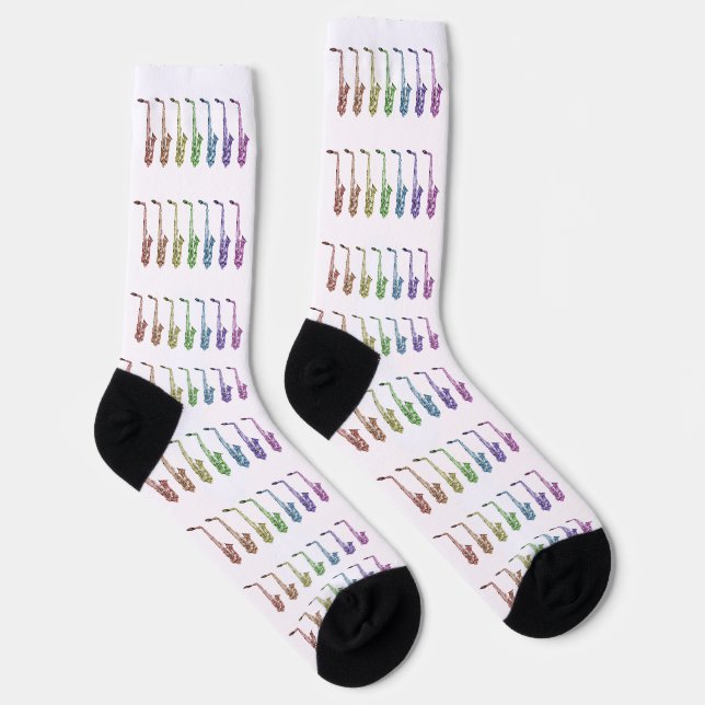 Farbige Saxophon Regenbogen  Socken (Rechts)