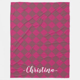 Farbige Schachbretter - Himbeere Fleecedecke