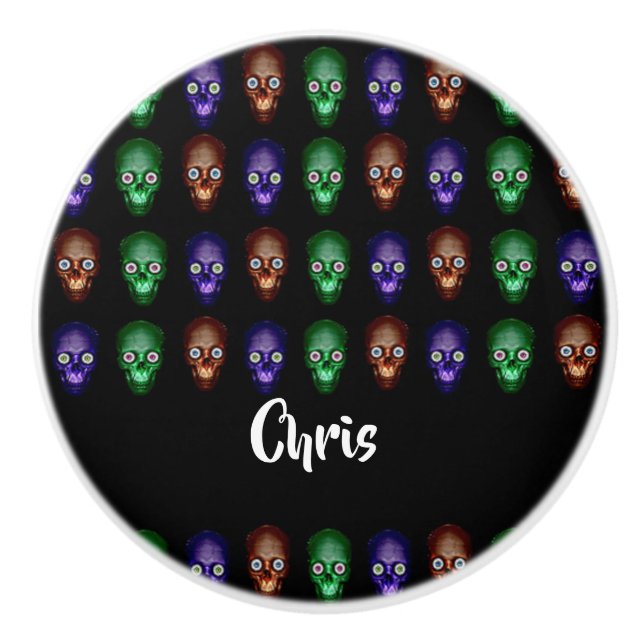 Farbige Schädelköpfe Keramikknauf (Vorderseite)