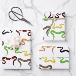 Farbige Schlangen Python Reptile Muster Geschenkpapier Set