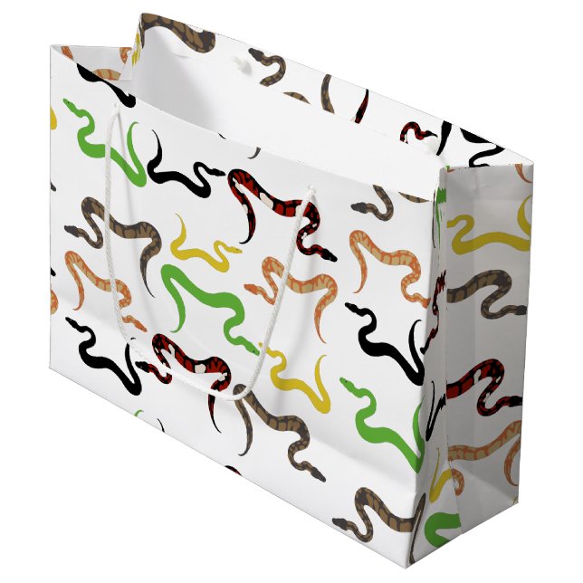 Farbige Schlangen Python Reptile Muster Große Geschenktüte (Vorderseite Schrägansicht)