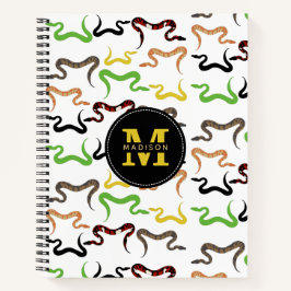 Farbige Schlangen Python Reptile Muster Monogram Notizbuch