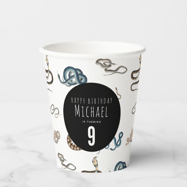 Farbige Schlangen Reptile Animal Birthday Party Pappbecher (Vorderseite)