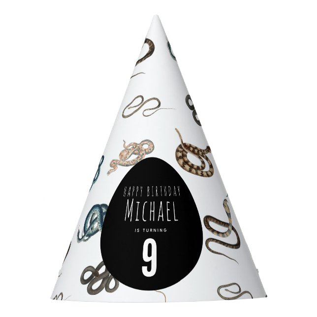 Farbige Schlangen Reptile Animal Birthday Party Partyhütchen (Vorderseite)