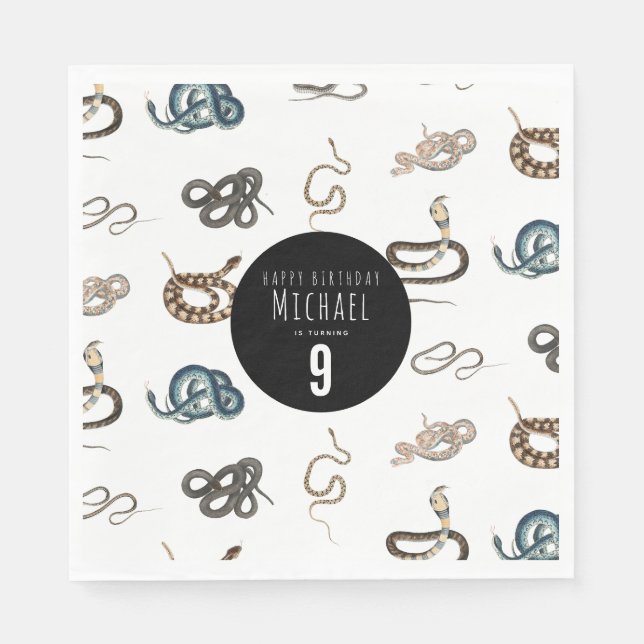 Farbige Schlangen Reptile Animal Birthday Party Serviette (Vorderseite)