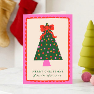 Farbige Schleife Weihnachtsbaum Schuppenrahmen Gef Feiertagskarte