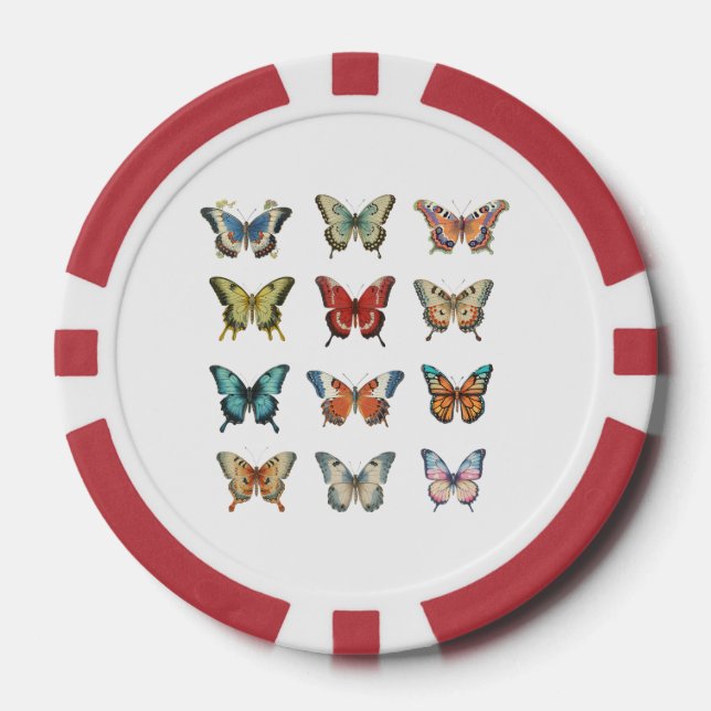 Farbige Schmetterling-Pokerchips Pokerchips (Vorderseite)