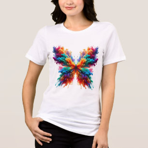 Farbige Schmetterling-Wasserfarben-Kunst-T-Shirt Tri-Blend Shirt