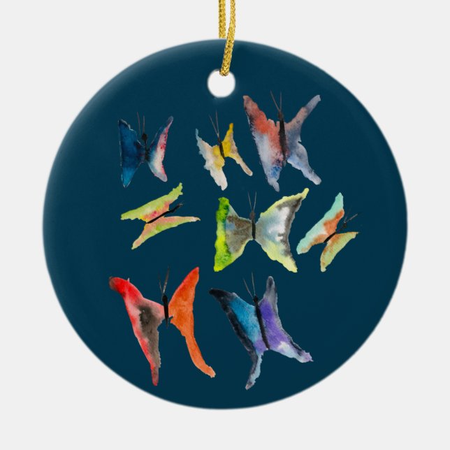 Farbige Schmetterlinge Keramik Ornament (Vorne)