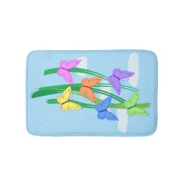 Farbige Schmetterlinge und Himmel Badematte