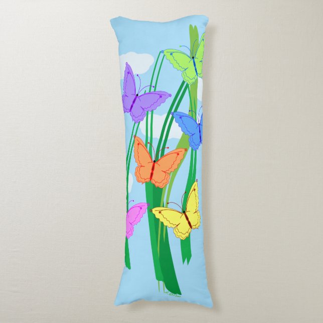 Farbige Schmetterlinge und Himmel Seitenschläferkissen (Vorderseite Vertikal)