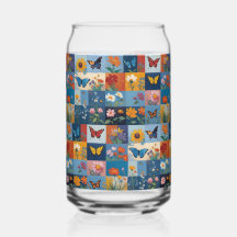 Farbige Schmetterlinge Und Wildblumen Patchwork