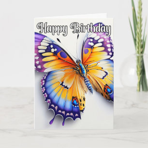 Farbige Schmetterlings-Illustration zum Geburtstag Karte