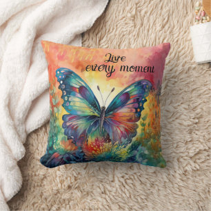 Farbige Schmetterlingsblumen Inspirierende Lebensf Kissen