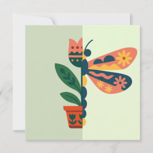 Farbige Schmetterlingsdekoration mit floralen Elem Einladung